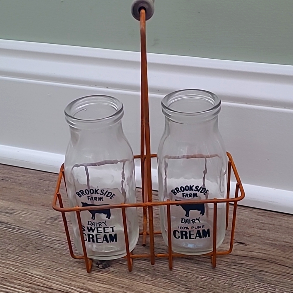 Old fashioned glass milk bottles